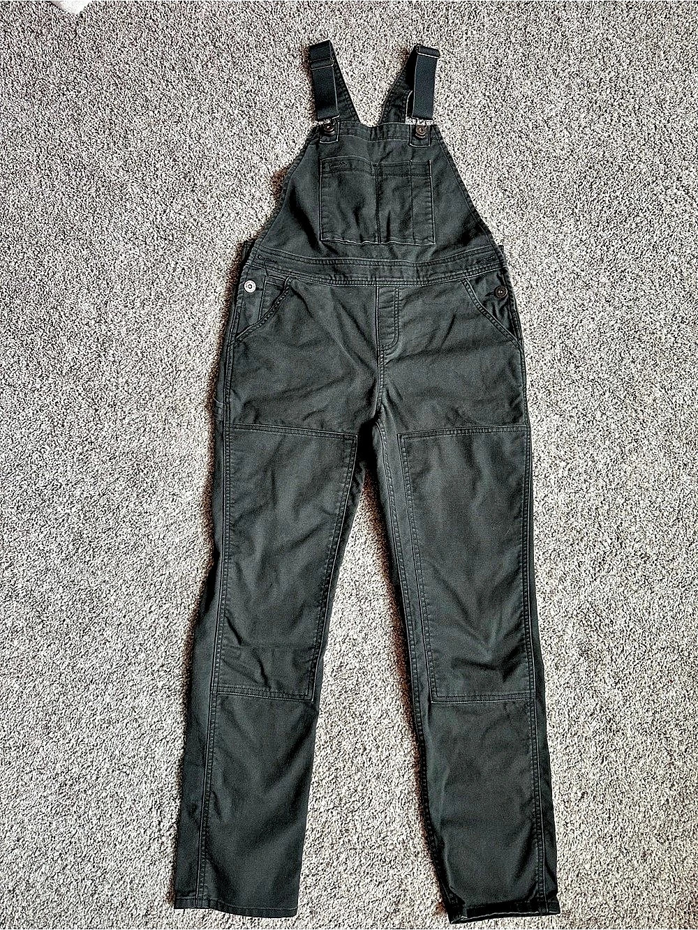 REI Women’s Trailsmith Charcoal Double-Knee Overalls | Size 6 Stretch Canvas